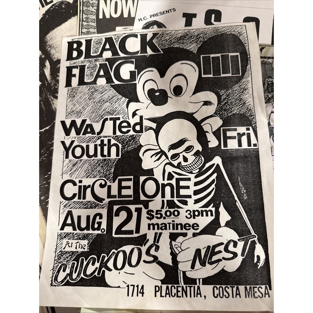 Black Flag, Wasted Youth, Circle One punk handbill kbd